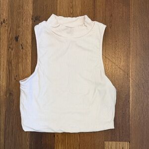 Sleeveless Ribbed White Top